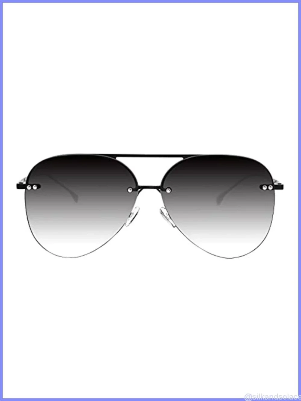 Rimless Aviator Sunglasses Oversized Gradient Mirrored UV400